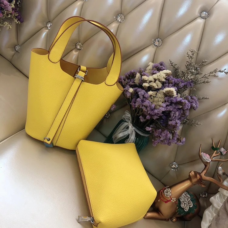 

Basket women's bag 2019 new Korean version of the color lychee pattern simulation bucket bag hundred-pack handbag sub-mother bag