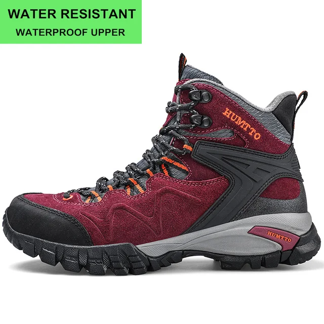 HUMTTO Woman Hiking Shoes Outdoor Mountain Camping Waterproof Sneakers for Women Leather Sport Hunting Climbing Trekking Boots Wine red 210350B