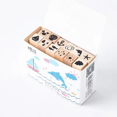 Cute Mini Diary Month Stamps Smile Face Sign Scrapbooking Material Journaling Sketchbook Planner DIY Hobby Craft Supplies sea