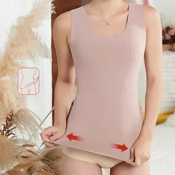 

Women Autumn Winter Solid Color Thick Warm Camisoles Underwear Fashion Slim U-shaped Collar Tank Tops S1 Underwear