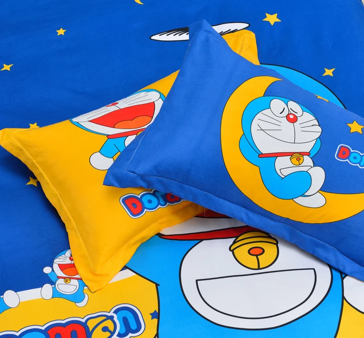 Home Textile Cartoon Doraemon Bedding Set Children Gift Cotton Duvet Cover Set Bed Sheet Pillowcases Twin Full Double Queen Size