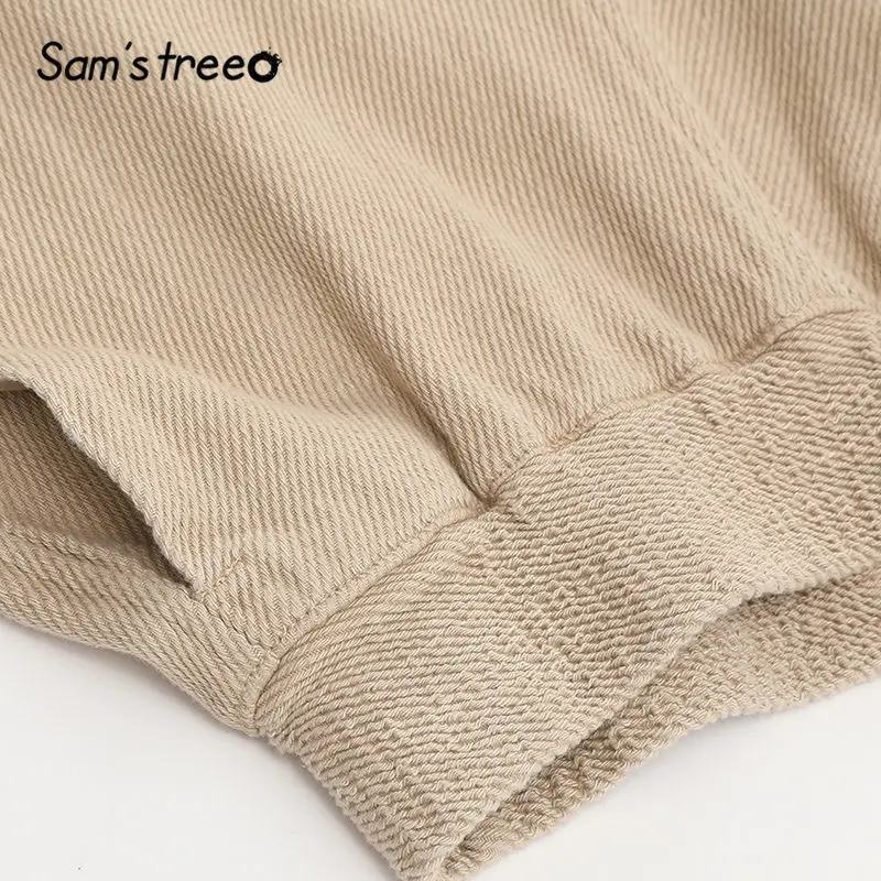 SAM'S TREE/Женские однотонные прямые брюки-карго цвета хаки, зимние свободные повседневные офисные классические брюки со средней талией и манжетами