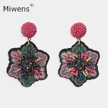 

Miwens Colorful Beads Flower Dangle Earrings For Women Bridal Party Ethnic Statement Floral Handmade Beaded Hanging Ear Jewelry