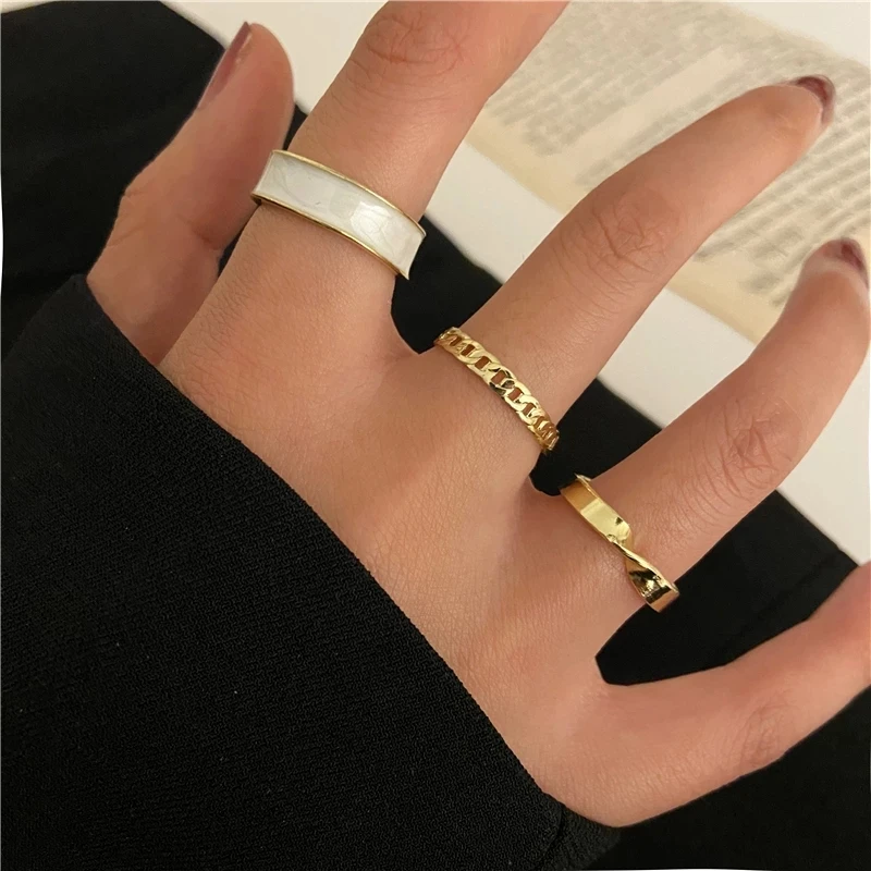 Vintage Punk Moon Stars Rings For Women 3PCS Retro Silver Color Geometric Sun Opening Knuckle Unisex Trendy Finger Ring Jewelry 4