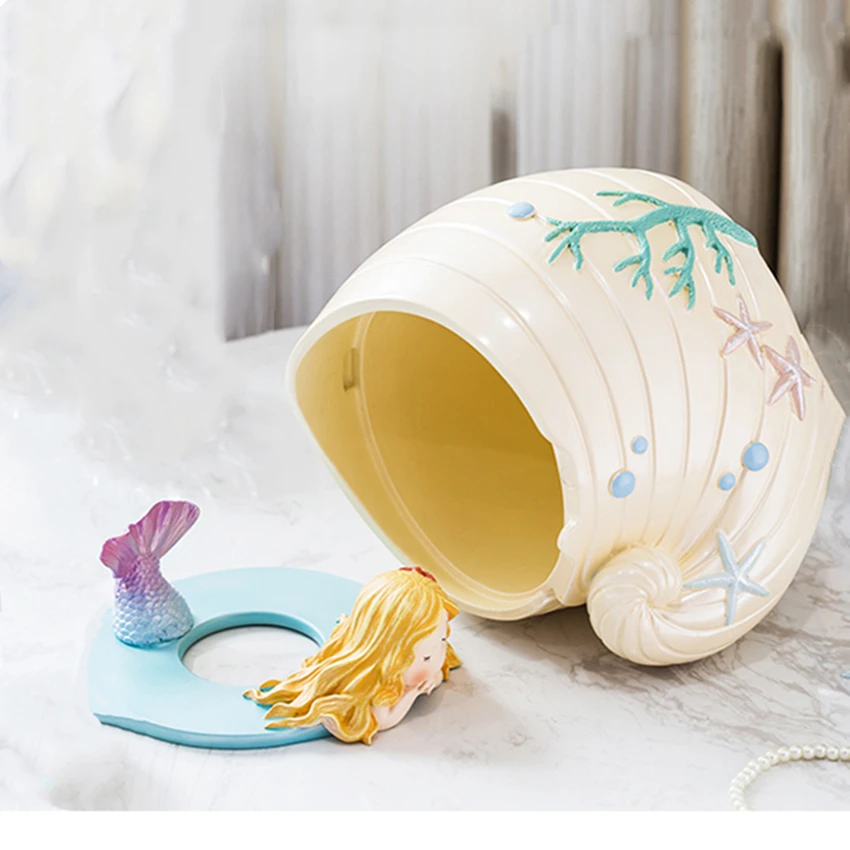 Free Shipping Home Decor Resin Tissue Box Refined Mermaid Paper Organizer Fairy Lady Table Decoration Lovely Gift Hotel Ornament