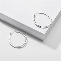 Gold Silver Color Hammered Surface Oval Round Big Hoop Earring Copper Brass Statement Earrings for Women 2