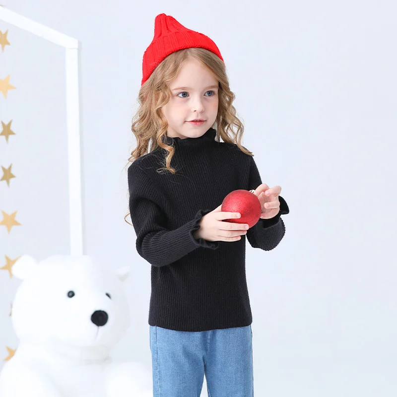 ActhInK New Girls Winter Sweater Baby Girls Knitted Sweater Ruffles Sleeve Sweater Infant Girls Sweater Pullovers
