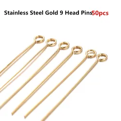Elegant Gold & Silver Plated Stainless Steel Head Pins - Multipack - 15mmx0.6mm (9 Head Pins 50pcs)