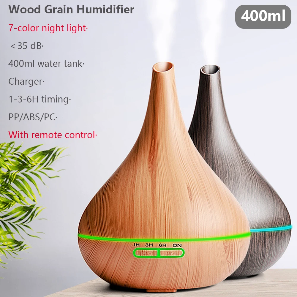 400ML Aroma Essential Oil Diffuser Mist Humidifier Colour Ultrasonic Cool 7 LED 