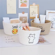 

INS Cute Cotton Rope Storage Basket Weaving Nordic Home Sundries Desktop Small Organizer Box Baby Toys Snack Cosmetics Container