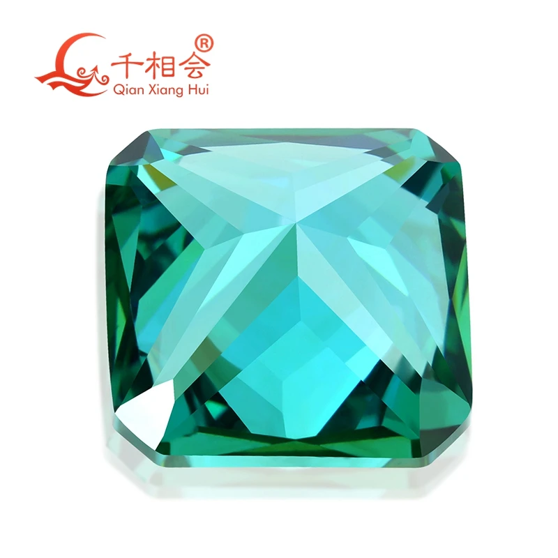 multi blue-green color  square shape cubic zirconia special color cz loose stone