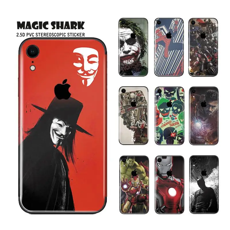 Волшебная Акула Марвел Мститель V-Vendetta тепло Джокер стикер чехол пленка для iPhone XR