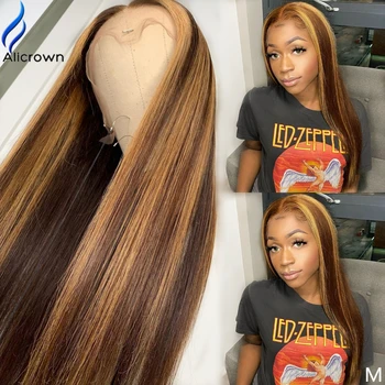 

ALICROWN Highlight Lace Front Human Hair Wigs for Women Ombre Deep 13*6 150% Density Lace wigs Non-Remy Middle Ratio