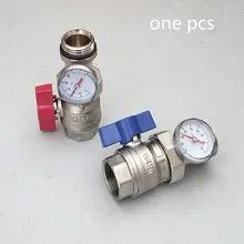 Латунный шаровой клапан с термометром красного и синего цвета с алюминиевой ручкой-бабочкой 1 комплект