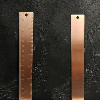 

Vintage Copper Brass Straight Ruler Bookmark Cartography Painting Measuring Tool M17F