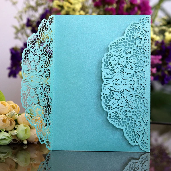 10pcs Tiffany Cover 10 шт лазерная резка свадебные пригласительные открытки на заказ элегантные кружевные бизнес поздравительные открытки на день рождения Свадебные украшения вечерние сувениры - Цвет: 10pcs Tiffany Cover