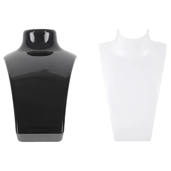 

2 Pcs Jewelry Set Stand Pendant Necklace Stud Earrings Display Photography Props-Black & White