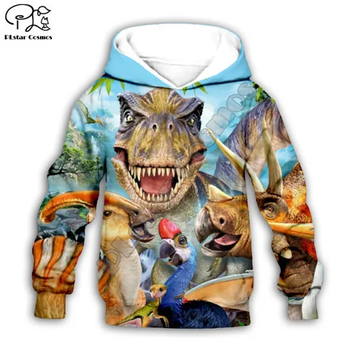 Kids hoodies Одежда для детей, детская одежда для маленькой девочки мальчик, сын с рисунком динозавра из мультфильма «Мир Юрского периода» принт 3D свитер с капюшоном/застежки-молнии/футболка; пуловер для малышей; брюки K6 - Цвет: Kids hoodies