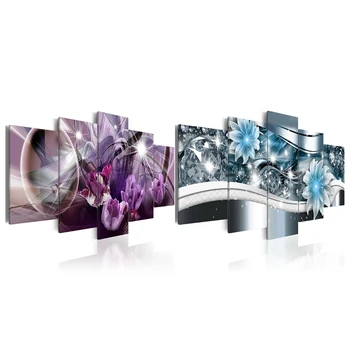 

2 Set 5D Diy Full Square Diamond Painting "Abstract Flowers" Multi-Picture Combination 3D Embroidery Kit Home Decor - Style2 & S