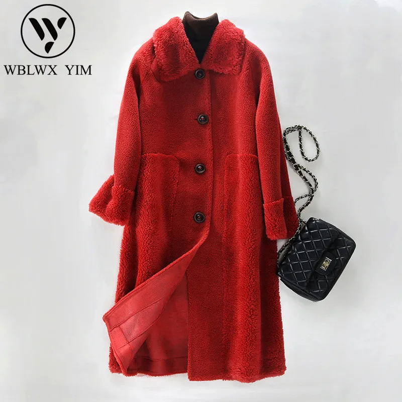 Winter Lamb fur Coat Women Fashion Single Breasted loose winter coat