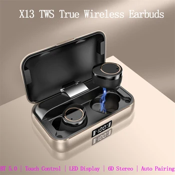 

X13 Bluetooth 5.0 Earphones for Apple ISO Android in-Ear True Wireless Earbuds Waterproof TWS Headset Touch Screen LED Display