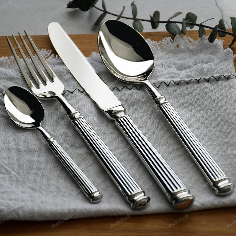 4pcs Europe Silver Luxury Fashion Cutlery Set 18/10 Stainless Steel