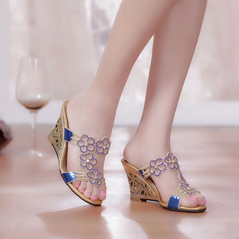

Sandalia Feminina Sandals Crystal Sandals High Heel Crystal Set Top Grade Slanted Heel s Sandalias Mujer Shoes Women