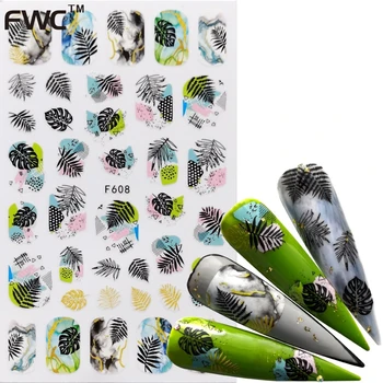 

ZKO 1pcs Black Green 3D Nail Stickers Adhesive Decals Letter Flowers Leaf Geometry Designs Sliders Tattoo Manicure Decorations