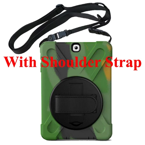 camouflage Чехол для Samsung Galaxy Tab S2 9,7 T810 T813N T815 T819, сверхмощный защитный чехол вращающийся стенд/Браслет на руку+ плечевой ремень - Цвет: camouflage