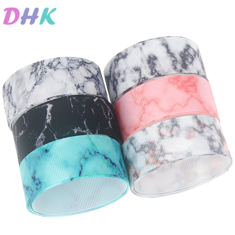 DHK 22 мм 10 ярдов мрамор напечатан Grosgrain ленты ленточный аксессуар Hairbow Головные