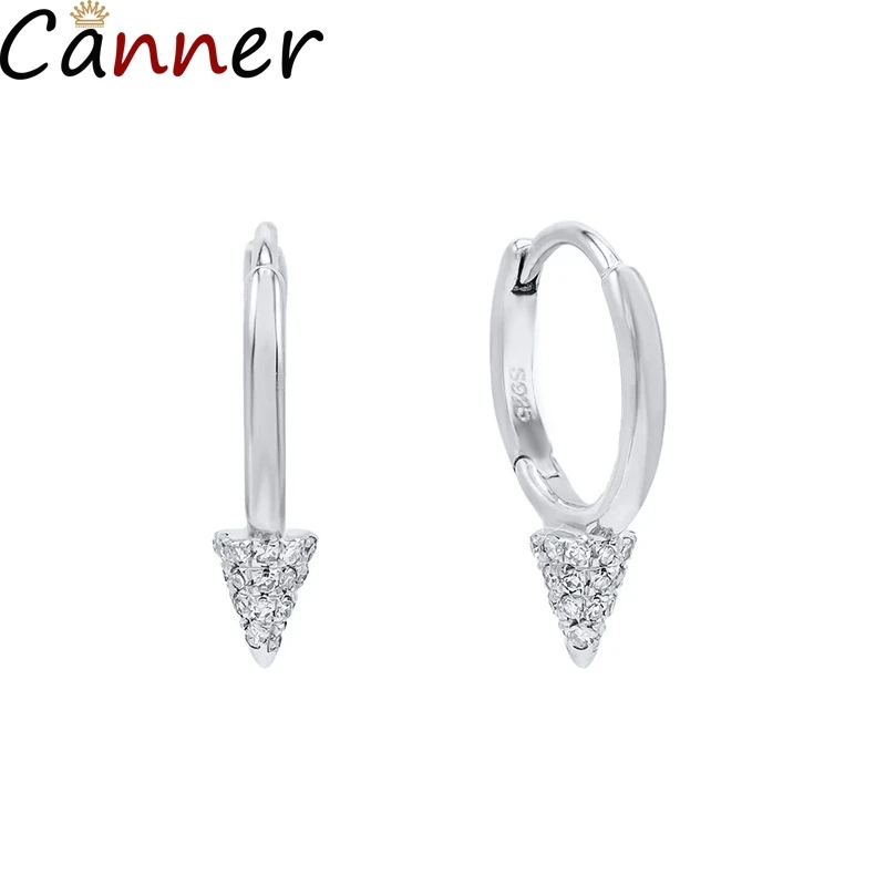 Canner новые модные женские сережки-гвоздики для женщин, подарок в стиле панк, геометрический циркон, 925 пробы, серебряные серьги