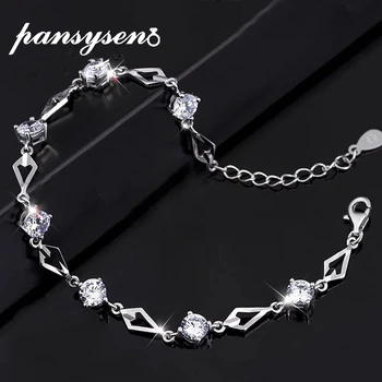 

PANSYSEN Sparking Created Moissanite Amethyst Bracelets for Women Silver 925 Jewelry Braclet Wedding Engagement Birthday Gifts