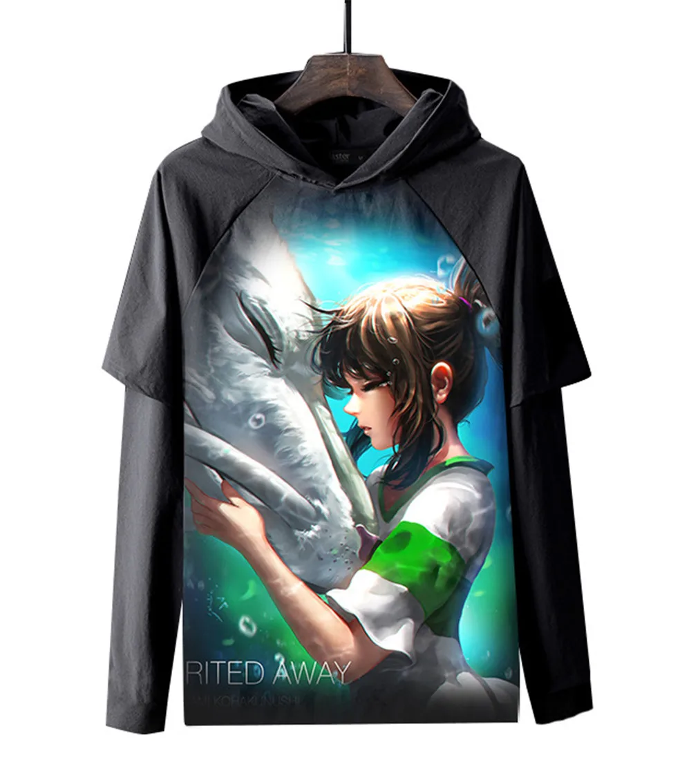  hoodies men autumn print Anime Spirit Away Mask No Face Bank Totoro Cartoon Men Women 3D Clothes pl