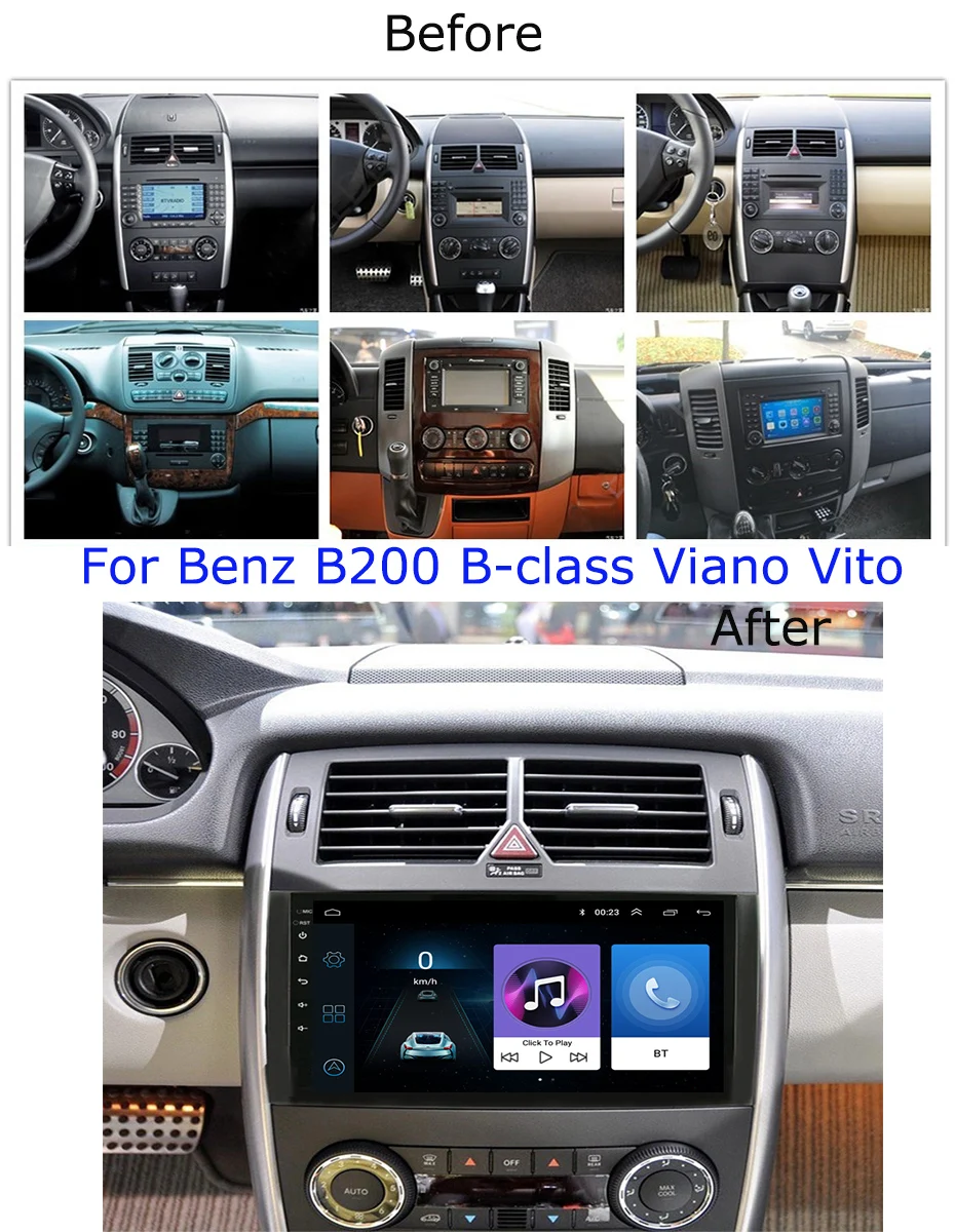 Для Benz B200 b-класс Viano Vito W639 W169 B170 W245 W209 автомобильный Радио Мультимедиа Видео плеер навигация Android 8,1 SWC BT wifi