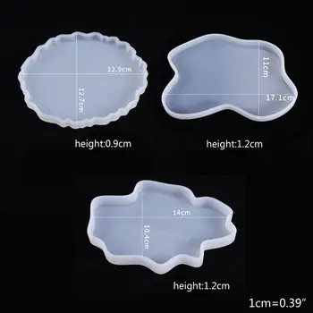 

3 Pcs/Set Crystal Epoxy Resin Mold Irregular Coaster Casting Silicone Mould Handmade DIY Crafts Making Tools