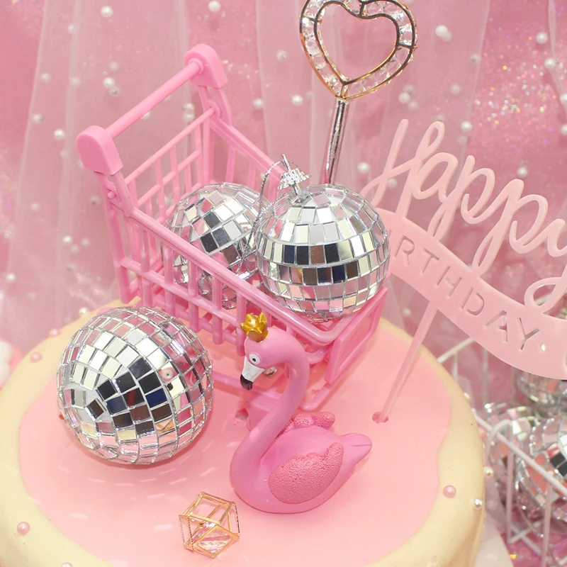 

3cm 5cm 6cm 8cm Reflective Glass Rotating Mirror Ball Decorative Bar Disco Ball Wedding Reflective Glass Ball Cake Decoration 8D