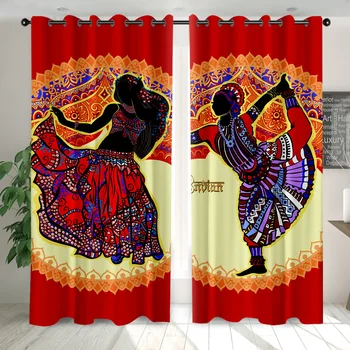 

SOFTBATF African Woman Windows Curtains Darkening for Living Room Bedroom Decorative Kitchen Curtains Dropshipping