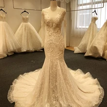 SL-5003, Новое поступление, свадебные платья с длинными рукавами, украшенные кристаллами и бусинами