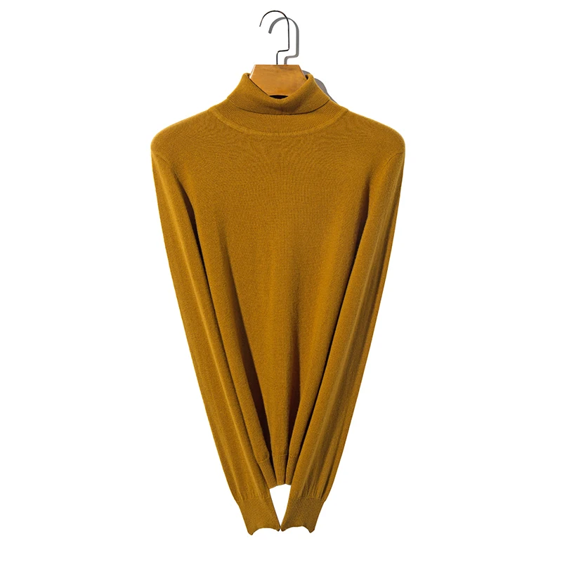 

2020 Winter New Men's 100% Pure Wool Turtleneck Sweater Business Casual Solid Color Slim Thick Warm Cashmere Brand Clothes