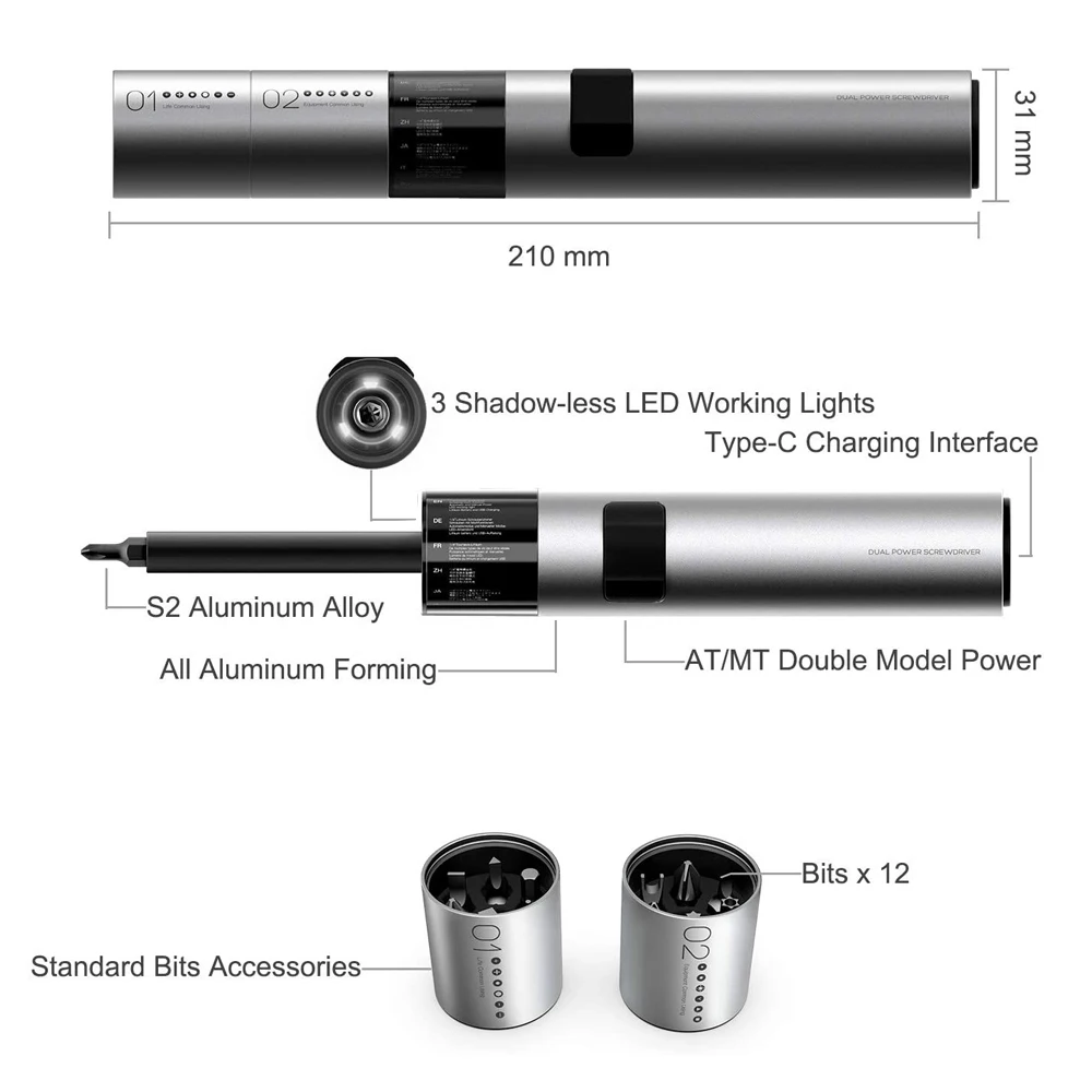 Миниатюрная электрическая отвертка Wowstick 1p/SD с крутящим моментом 0 3 Н · м 18 насадок