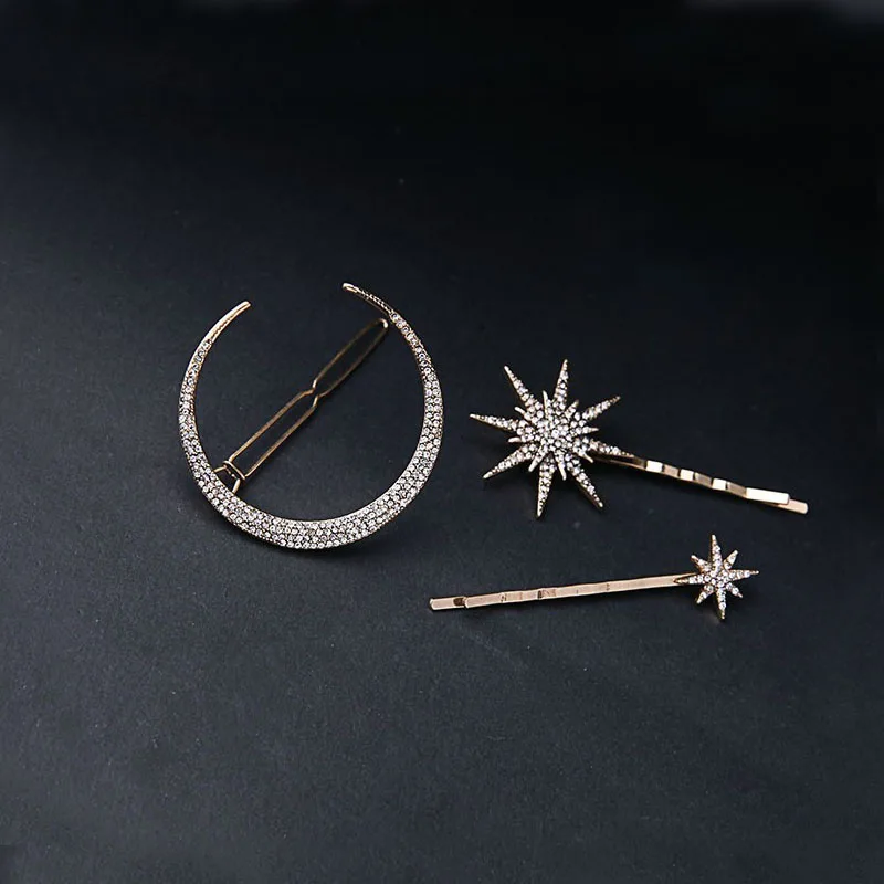 Morkopela Star Rhinestone Hairpin Vintage Women Hair Clip Moon Star Hair Pins Accessories Wedding Jewelry jewelry accessories hair accessory hair clip pearl hairpins