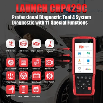 

LAUNCH X431 CRP429C OBD OBD2 Code Reader Scanner for 4 system diagnostic 11 reset function CRP429 Scan tool PK CRP129