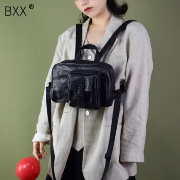 

[BXX] Women Backpack 2020 Spring Vintage Washing Kraft Paper Backpack Ladies Large Capacity Crossbody Fashion Backpacks HL141