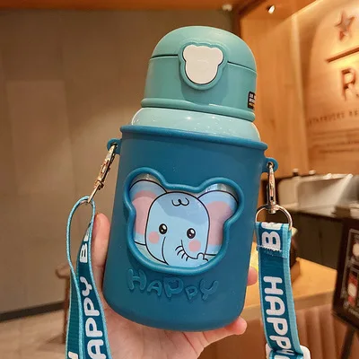 450 Ml Cute Kids Water Bottle For School Baby Thermos Portable Children  Water Cup With Straw Stainless Steel Insulated Thermos - Vacuum Flasks &  Thermoses - AliExpress