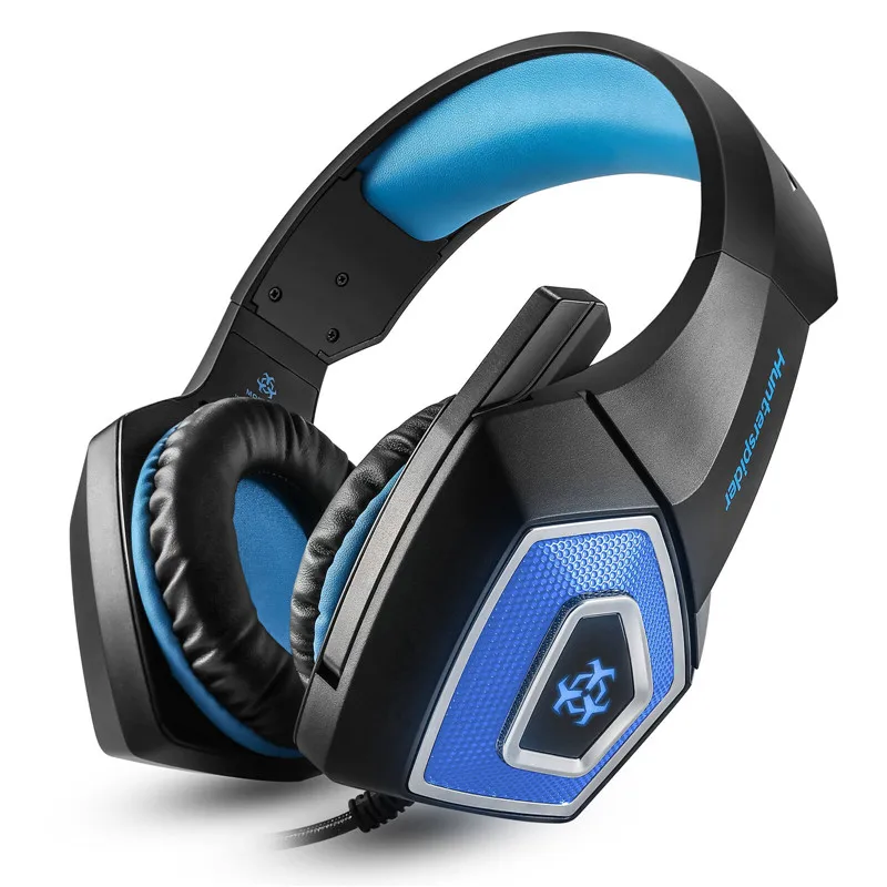 Синий PYMH Hunterspider V1 стерео Бас игровая гарнитура для PS4 Slim Pro Xbox One PC Mic - Цвет: Синий