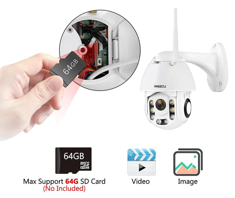  MISECU HD 1080P Wireless IP Camera AI Human Detection Pan Tilt 2MP Security Camera SD Card Outdoor 