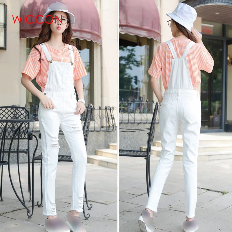 Women Jumpsuit Denim Overalls Bodysuit Salopette Femme Jean Women Ripped Hole Denim Jumpsuits Rompers