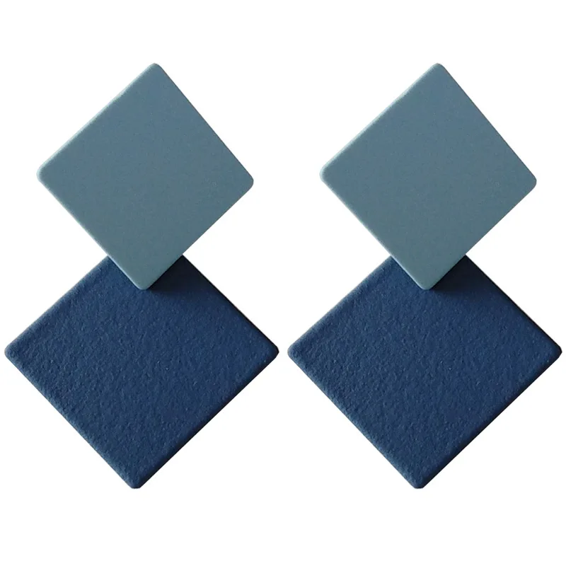 

Trendy Fancy Design New Paint Geometric Square Clip on Earrings Fashion Simple Wild No Pierced Ear Clips Retro Cold Wind Female