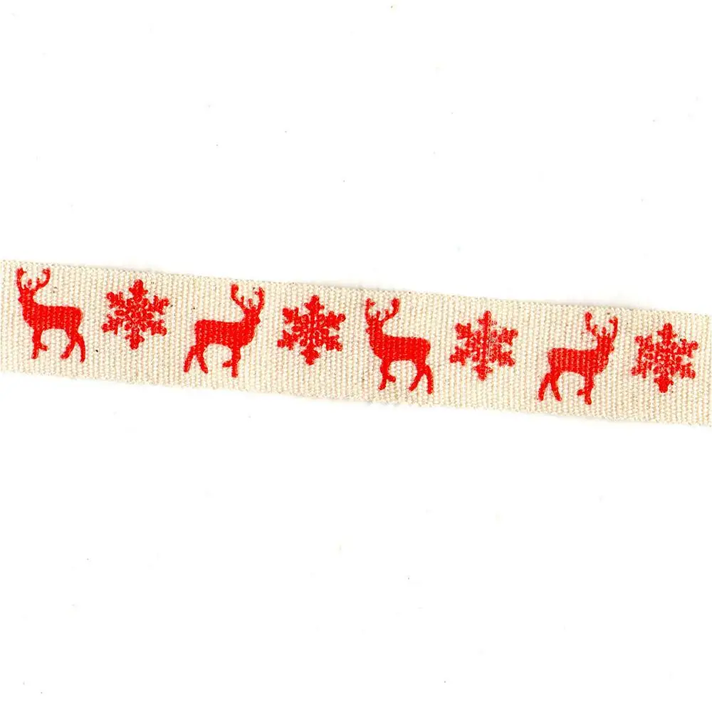 ZERZEEMOOY 5YARD/LOT 20MM 3/4&quot Red Snow And Deer 100% Thick Cotton Ribbon DIY Handmade Cloth Sewing Christmas Tapes | Дом и сад