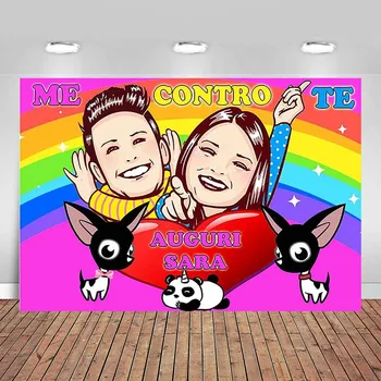 

Me Contro Te Photography Backdrop Birthday Party Background Dog Panda Rainbow Drop Shipping Vinyl Photo Studios Props